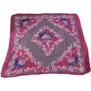 Large Vintage Shawl Square Decorative Cloth Pink And Blue Unbranded Floral